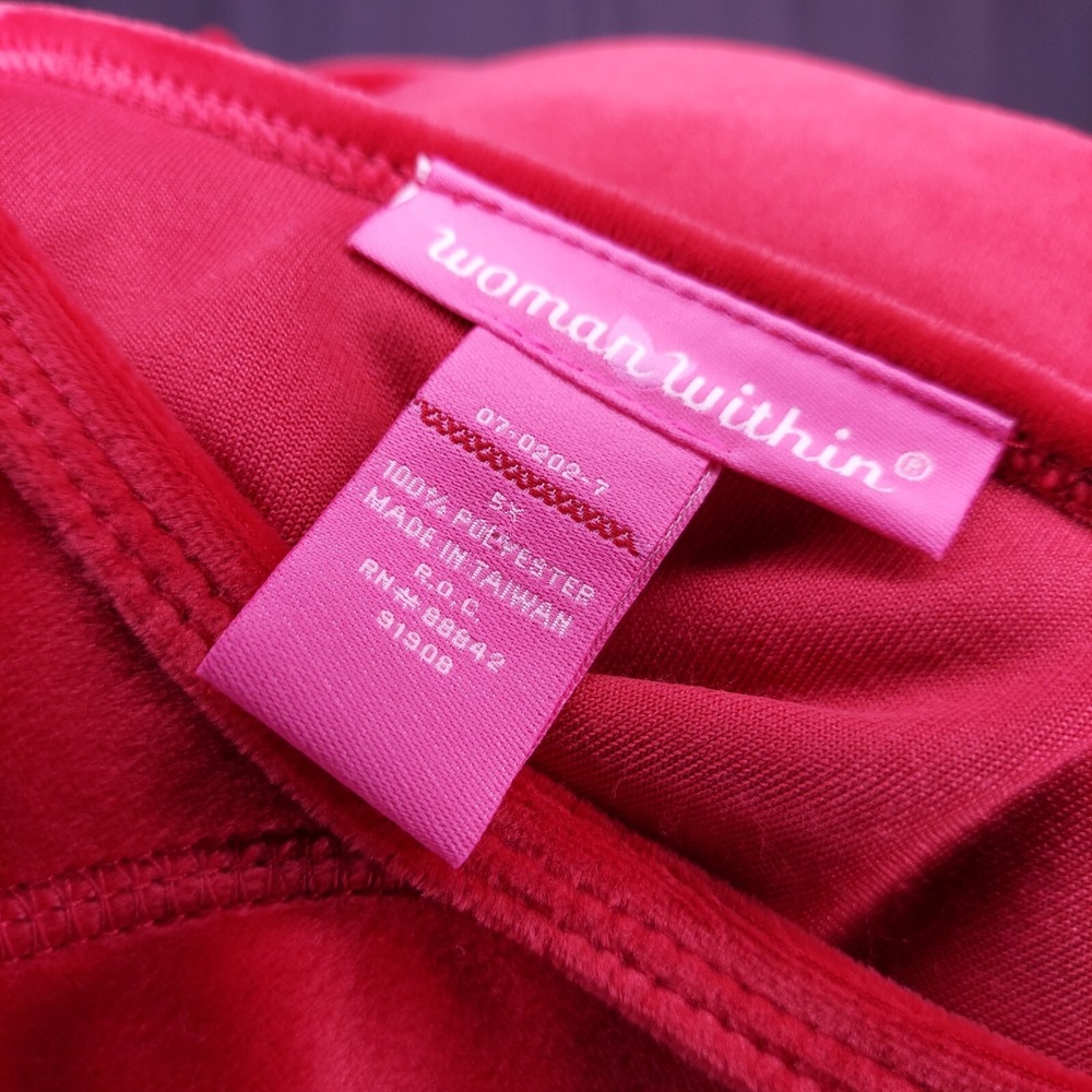 Woman Within Velour Top 5X Red Long Sleeve Round Neck Pullon Casual Shirt - Picture 5 of 5